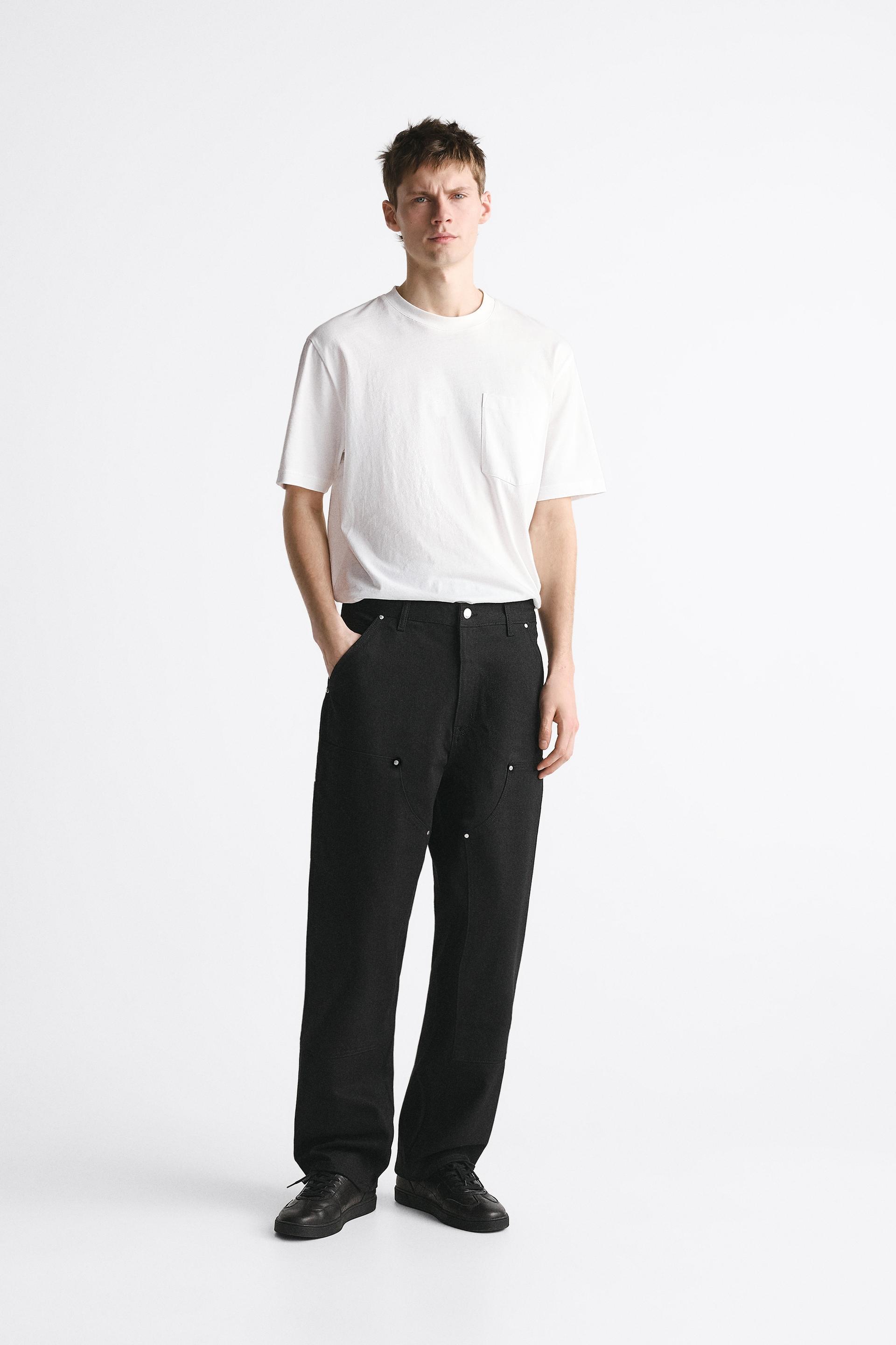 CARPENTER POCKET JEANS - Black | ZARA United States carpenter pants black