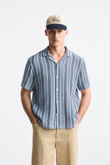 Image 0 of TEXTURED STRIPED SHIRT from Zara