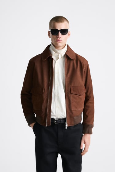 Image 0 of LEATHER JACKET WITH POCKETS from Zara