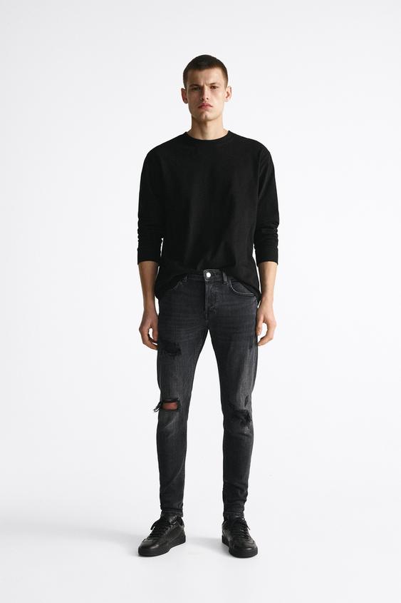 Mens black ripped jeans zara Clearance
