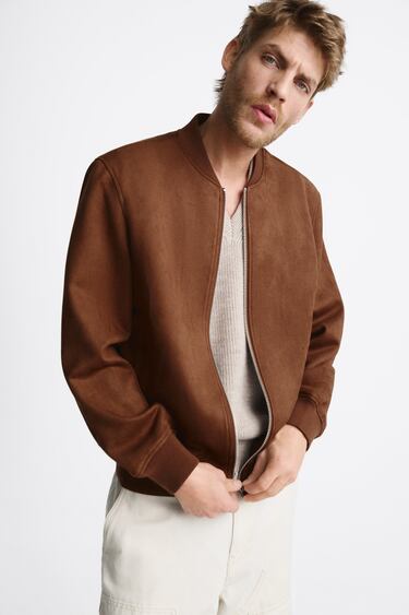 Image 0 of FAUX SUEDE BOMBER JACKET from Zara