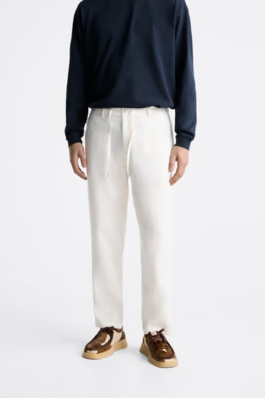 Image 0 of LINEN AND COTTON TROUSERS from Zara