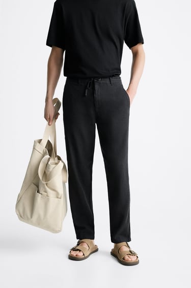 Image 0 of LINEN AND COTTON TROUSERS from Zara