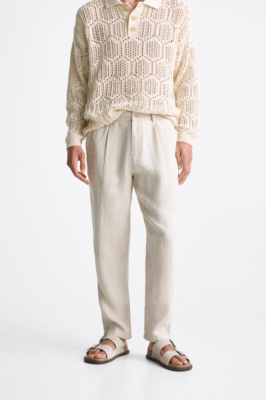 Linen pants men zara Clearance