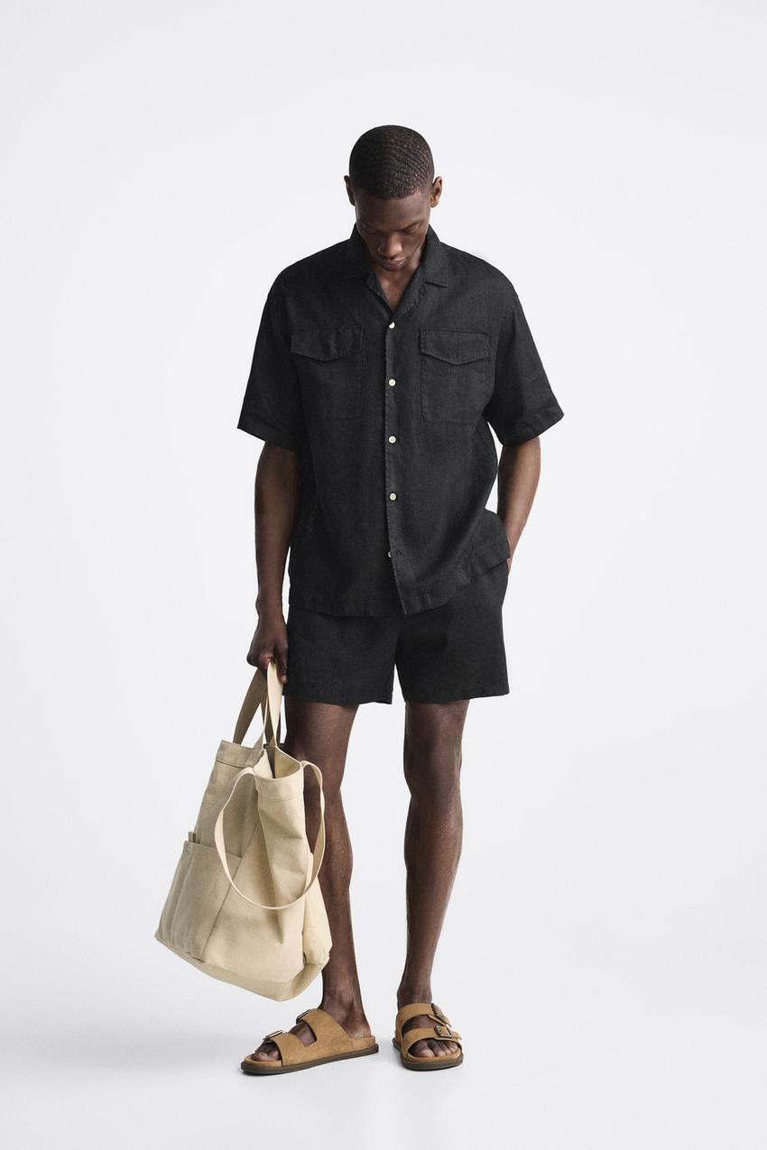 Mens linen shirt zara Clearance