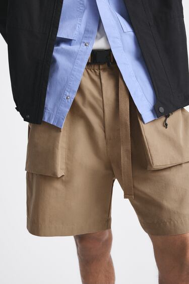 Image 0 of TECHNICAL BERMUDA SHORTS WITH BELT from Zara