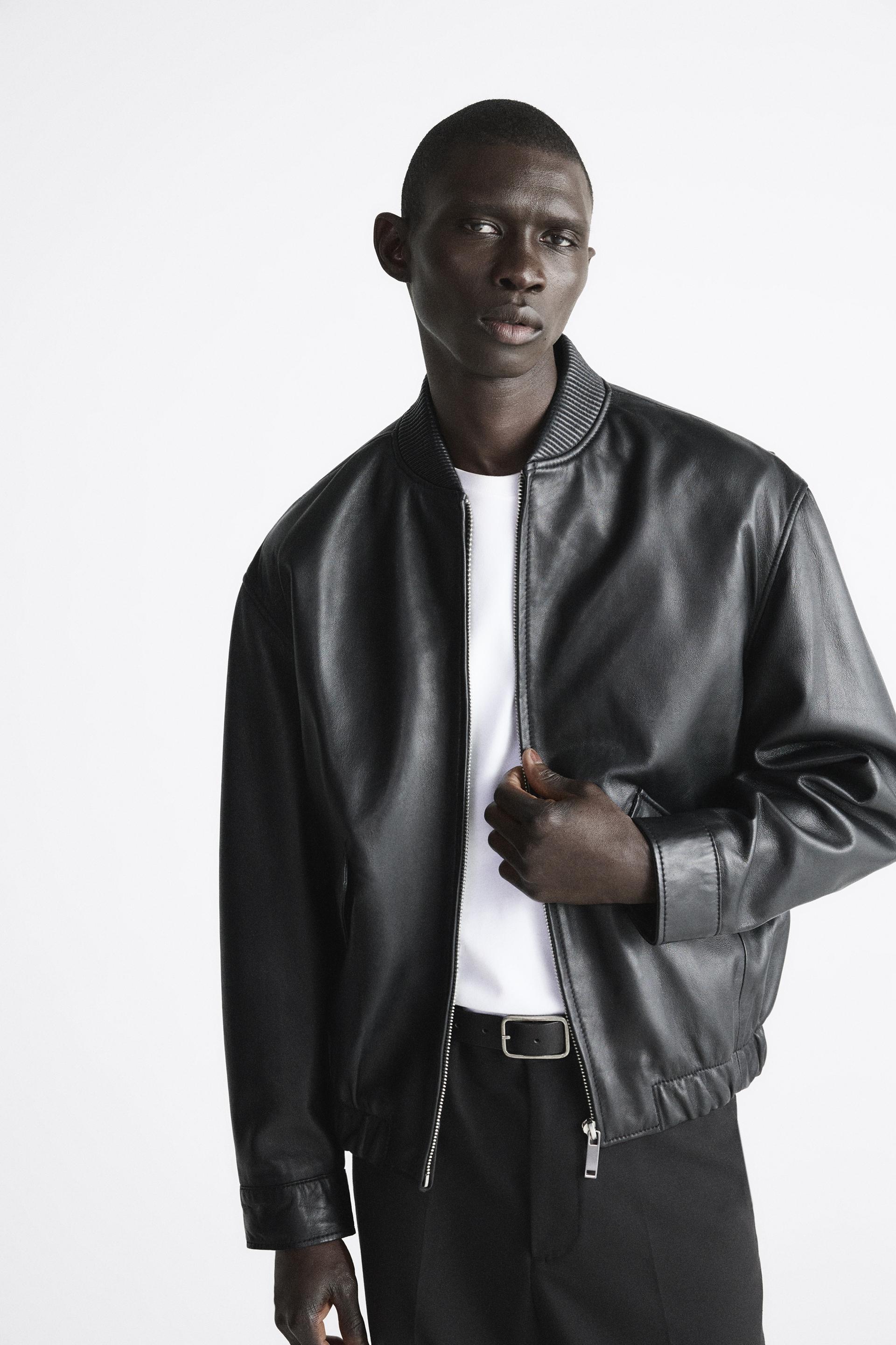 Black mens bomber jacket zara Clearance