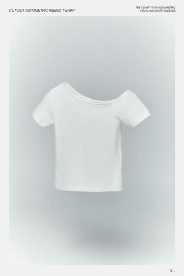 Image 0 of CUT OUT ASYMMETRIC RIBBED T-SHIRT from Zara