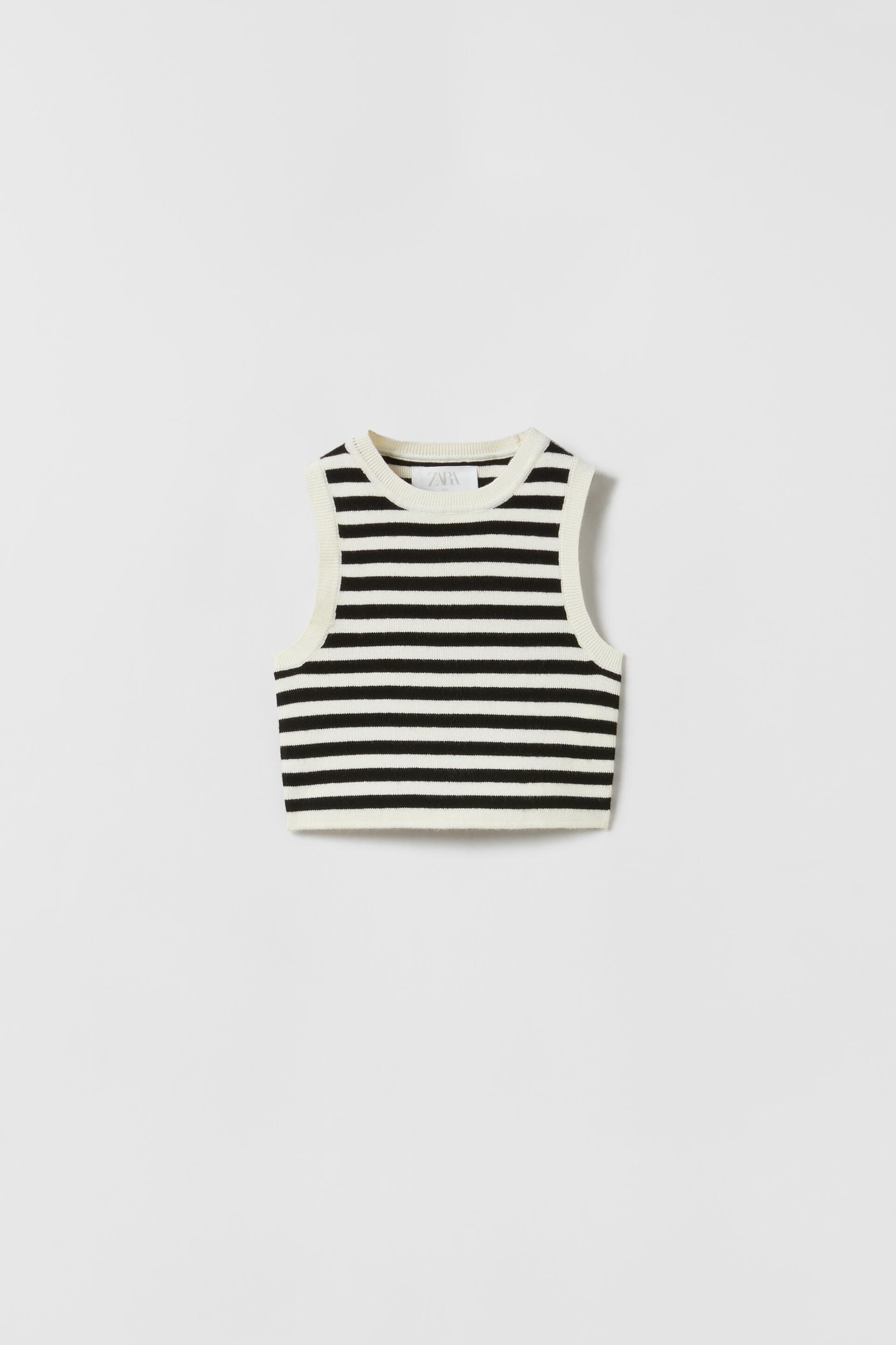 Black and white striped top zara Clearance