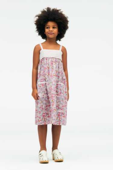 Image 0 of FLORAL MIDI DRESS WITH CONTRAST CHEST - LIMITED EDITION from Zara