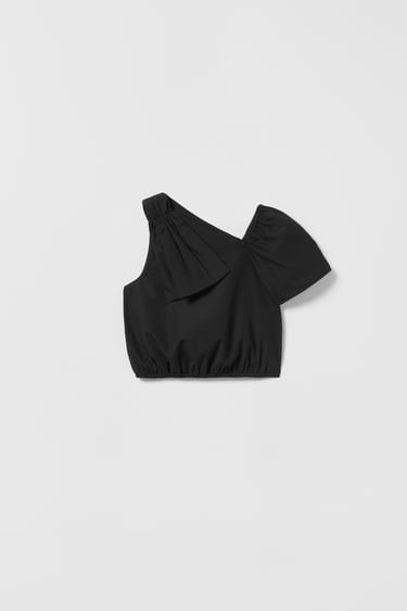 Image 0 of POPLIN TOP WITH BOW from Zara