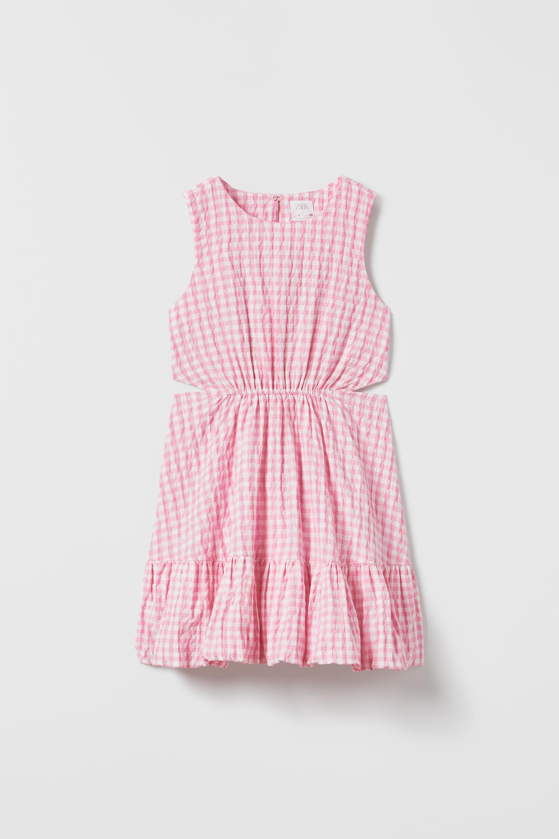Pink gingham dress zara Clearance