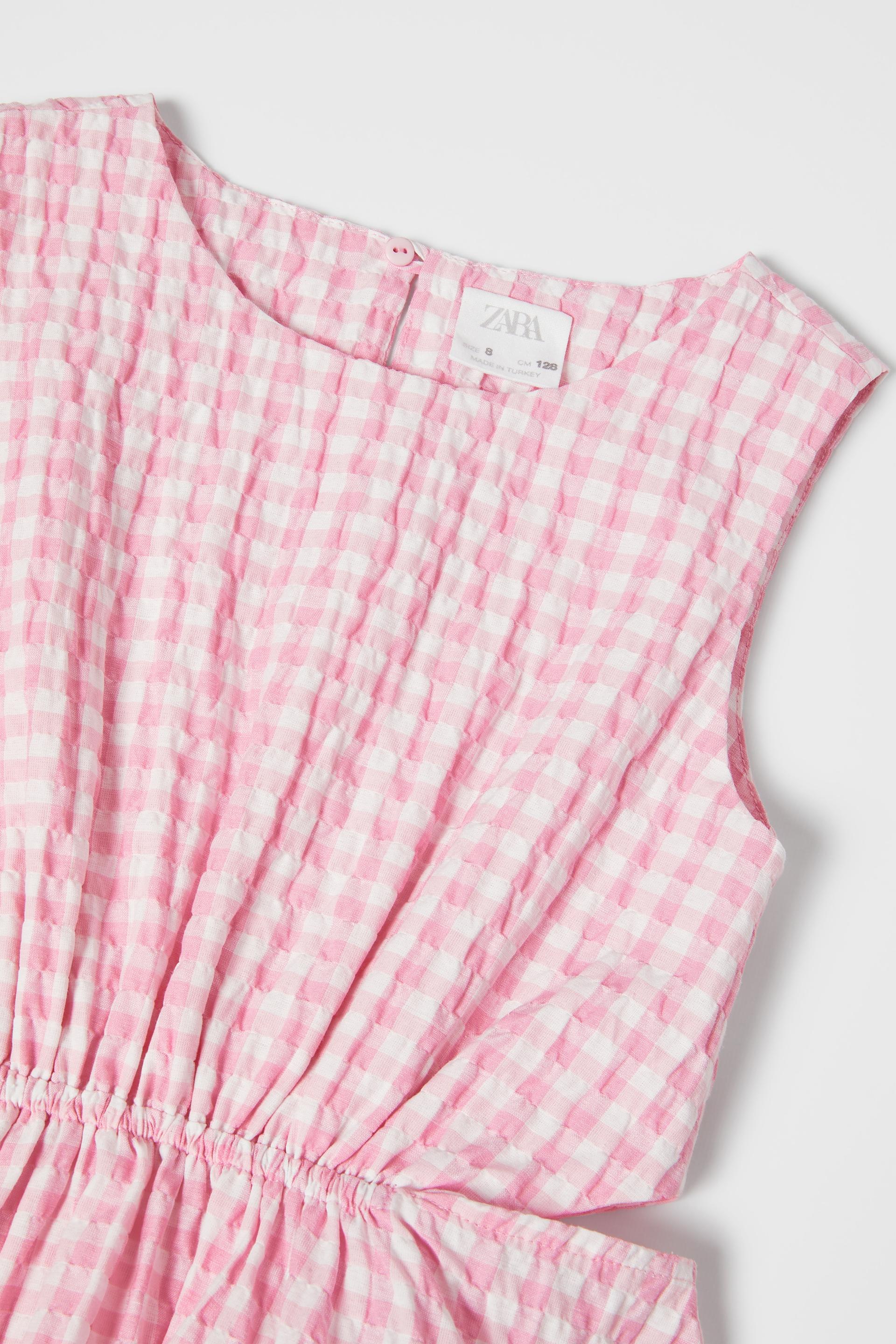 Pink gingham dress zara Clearance