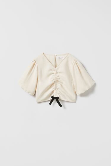 Image 0 of CONTRAST RUCHED BLOUSE from Zara