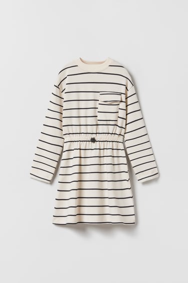Image 0 of STRIPED DRESS WITH ELASTICATED TRIMS AND STOPPER from Zara