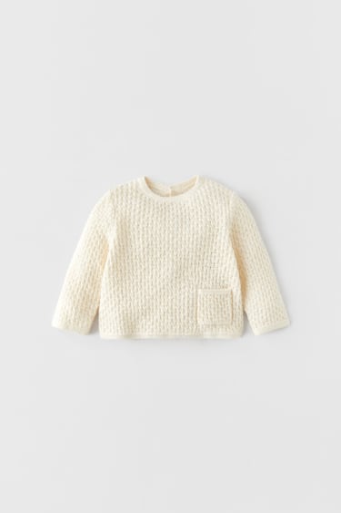 Image 0 of TEXTURED KNIT SWEATER WITH POCKET from Zara