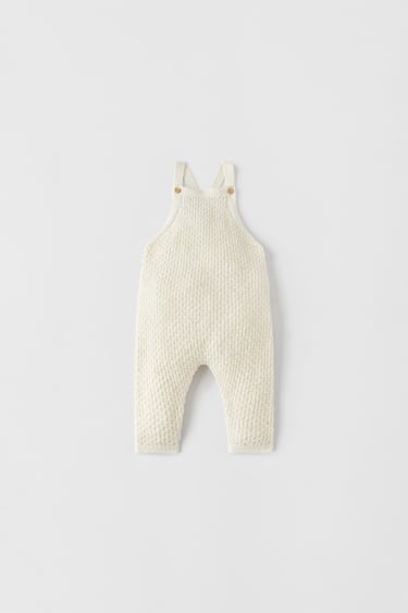 Image 0 of TEXTURED OPENWORK KNIT DUNGAREES from Zara