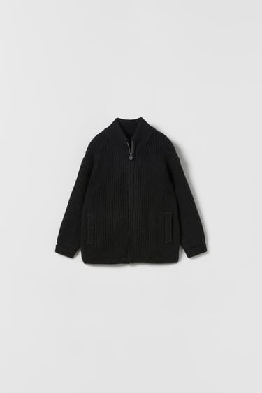 Image 0 of HIGH NECK KNIT CARDIGAN from Zara