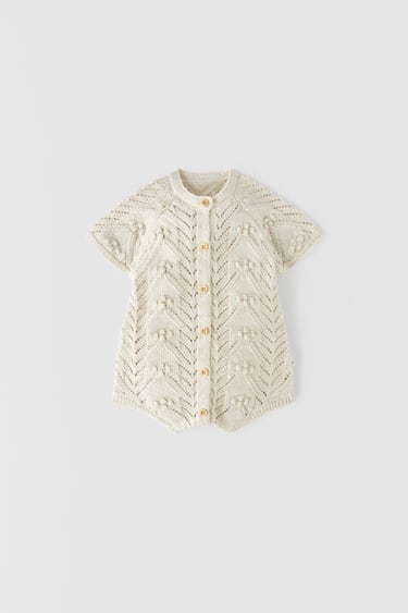 Image 0 of BOBBLE OPENWORK KNIT PLAYSUIT from Zara