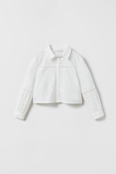 Bild 0 von BLUSE MIT LOCHSTICKEREI UND SPITZE von Zara
