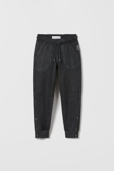 Image 0 of PLUSH FADED TROUSERS WITH ZIPS from Zara