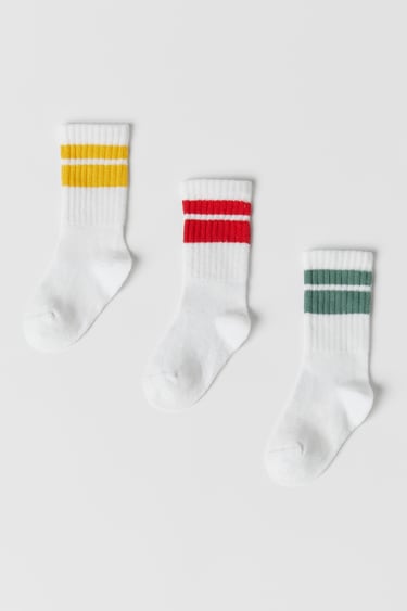 Image 0 of BABY/ 3-PACK OF STRIPED SPORTS SOCKS IN ASSORTED COLOURS from Zara
