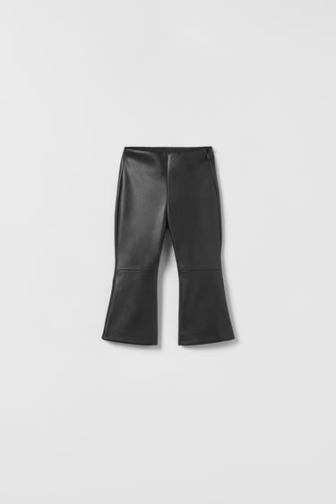 Image 0 of FAUX LEATHER FLARED TROUSERS from Zara