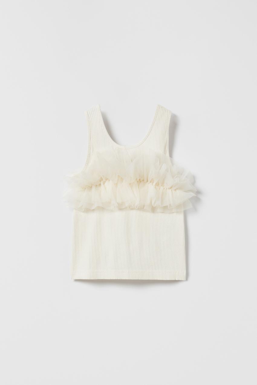 Zara frilled tulle blouse Outlet