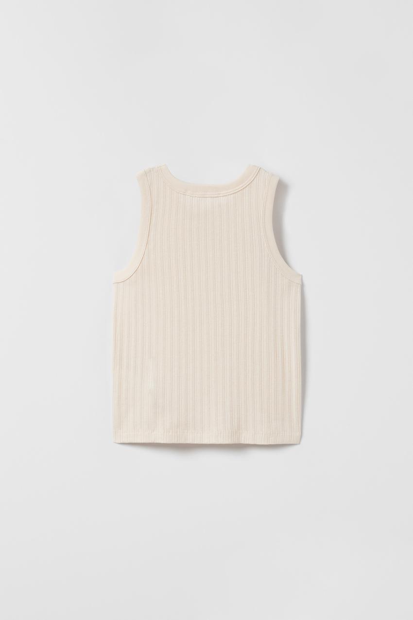 White ribbed vest zara clearance