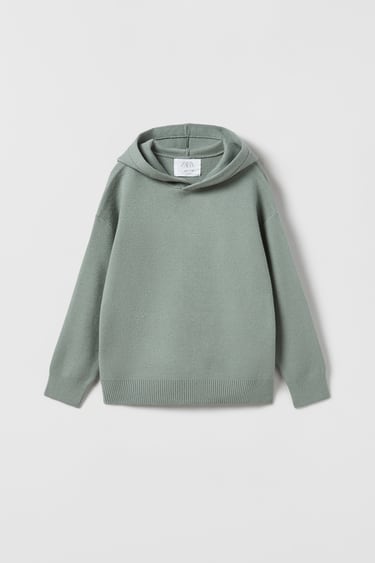 Image 0 of PLAIN KNIT HOODIE from Zara