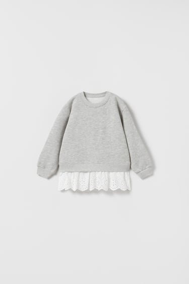 Image 0 of CONTRAST SWEATSHIRT WITH SWISS EMBROIDERY from Zara