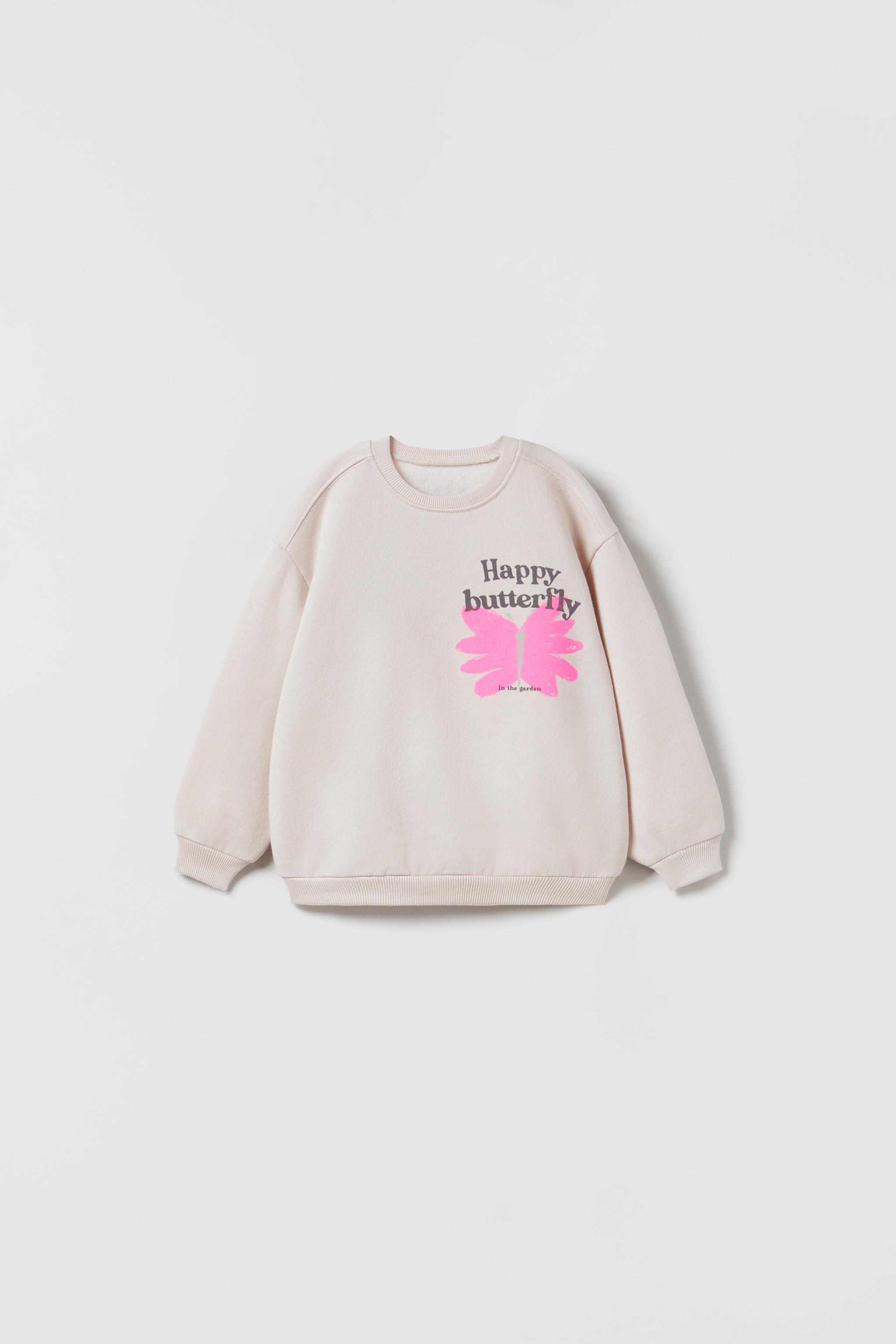 Zara NEON TEXT BUTTERFLY SWEATSHIRT | Yorkdale Mall