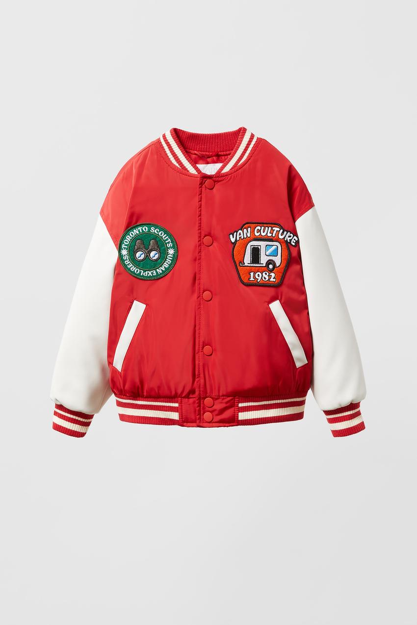 Zara red varsity jacket Clearance