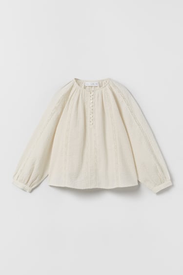 Image 0 of TEXTURED BLOUSE WITH EMBROIDERY from Zara