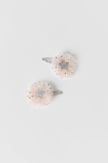 Image 0 of TWO-PACK OF RHINESTONE STAR TULLE HAIR CLIPS from Zara