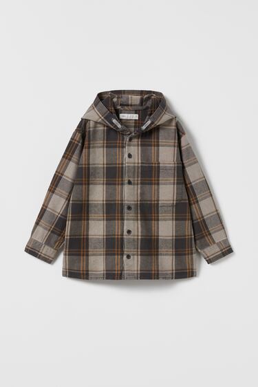 Image 0 of CHECK SHIRT WITH HOOD from Zara