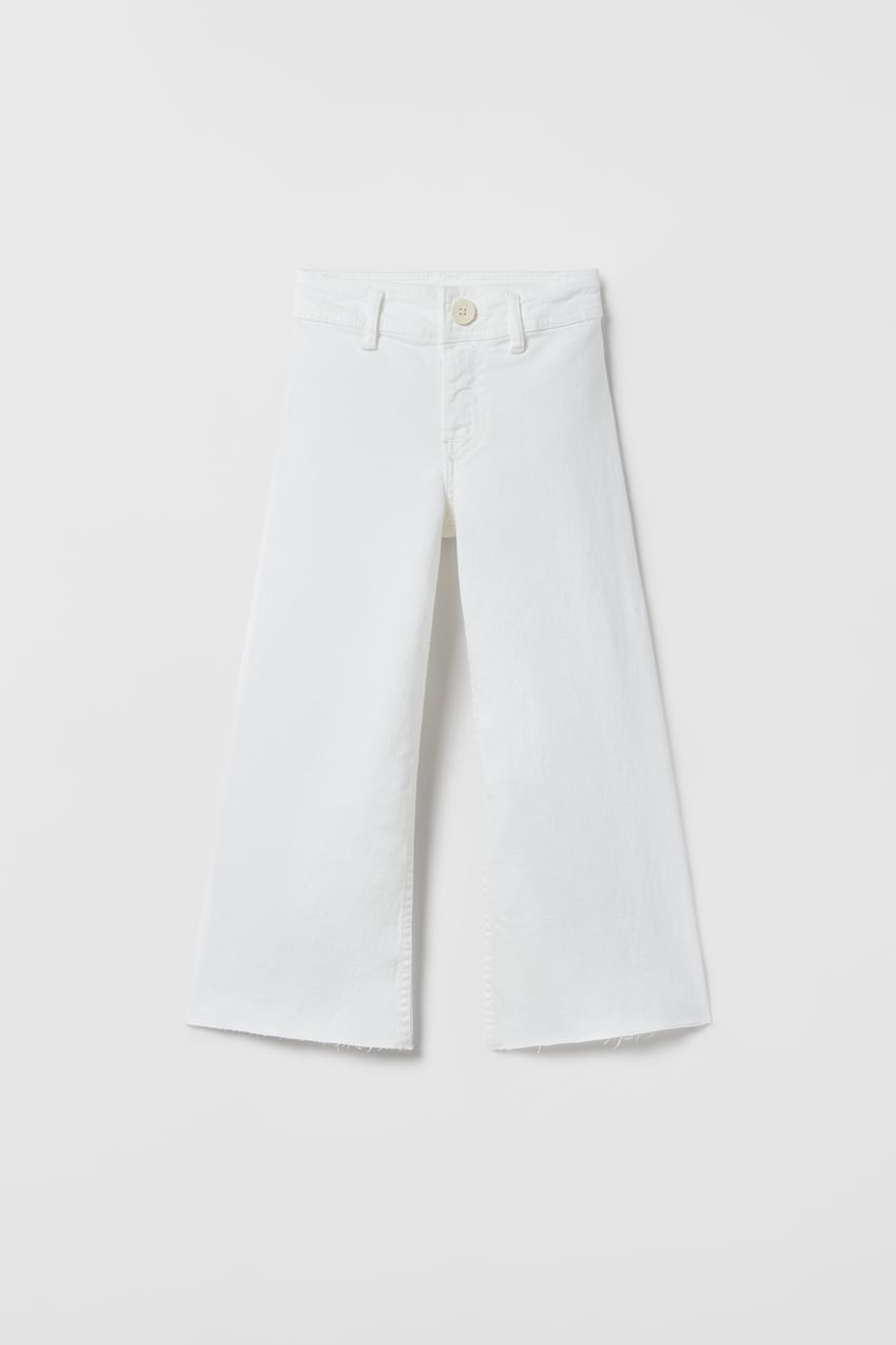 Zara - Marine Fit Jeans with Adjustable Interior Waistband and Front Button Closure. Back Patch Pockets. - White - Unisex
