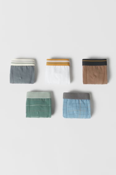 Image 0 of BABY/ FIVE-PACK OF STRIPED AND CHECKERED BOXERS from Zara
