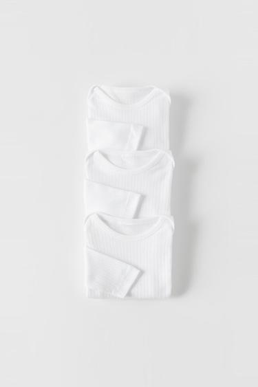 PACK TRES BODIES CUELLO REDONDO BÁSICOS - Blanco de Zara