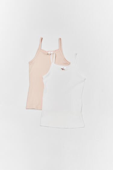 Image 0 of KIDS/ TWO-PACK OF FLOWER RIB TANK TOPS from Zara