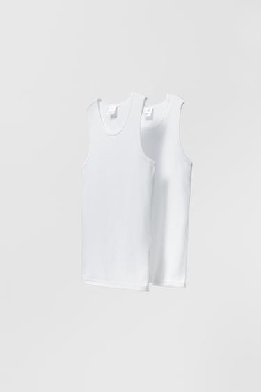 Zaras 6-14 ÅR/ TVÅPACK BAS-T-SHIRTS - Vit