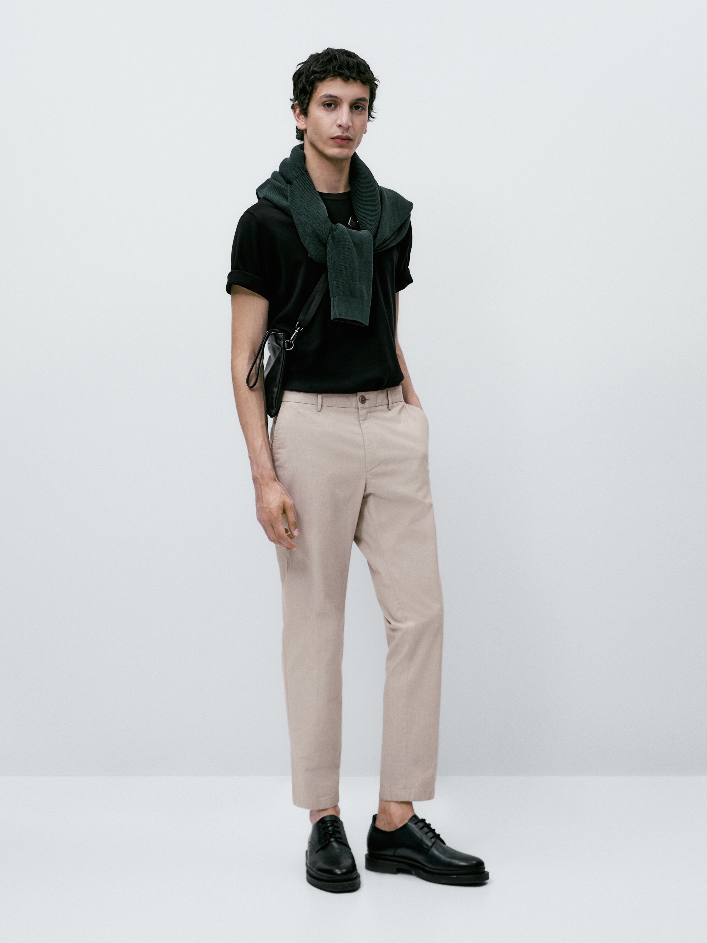 Ice-thread cotton dyed slim fit chino trousers