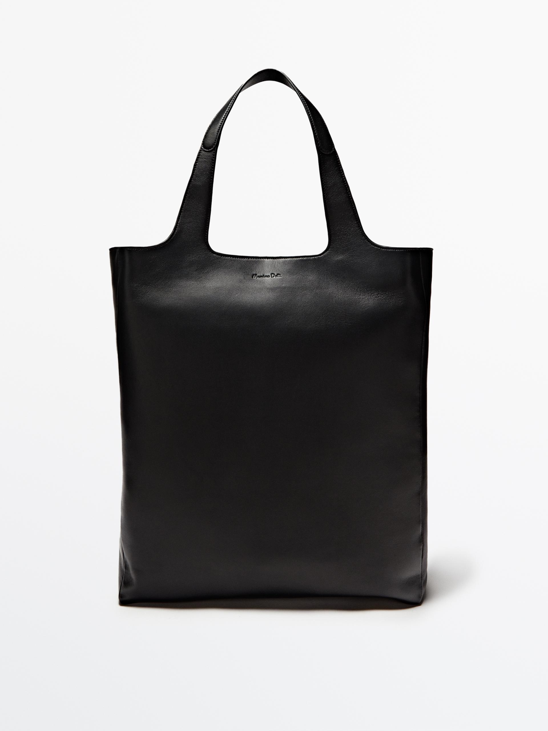 Zara black leather tote Clearance