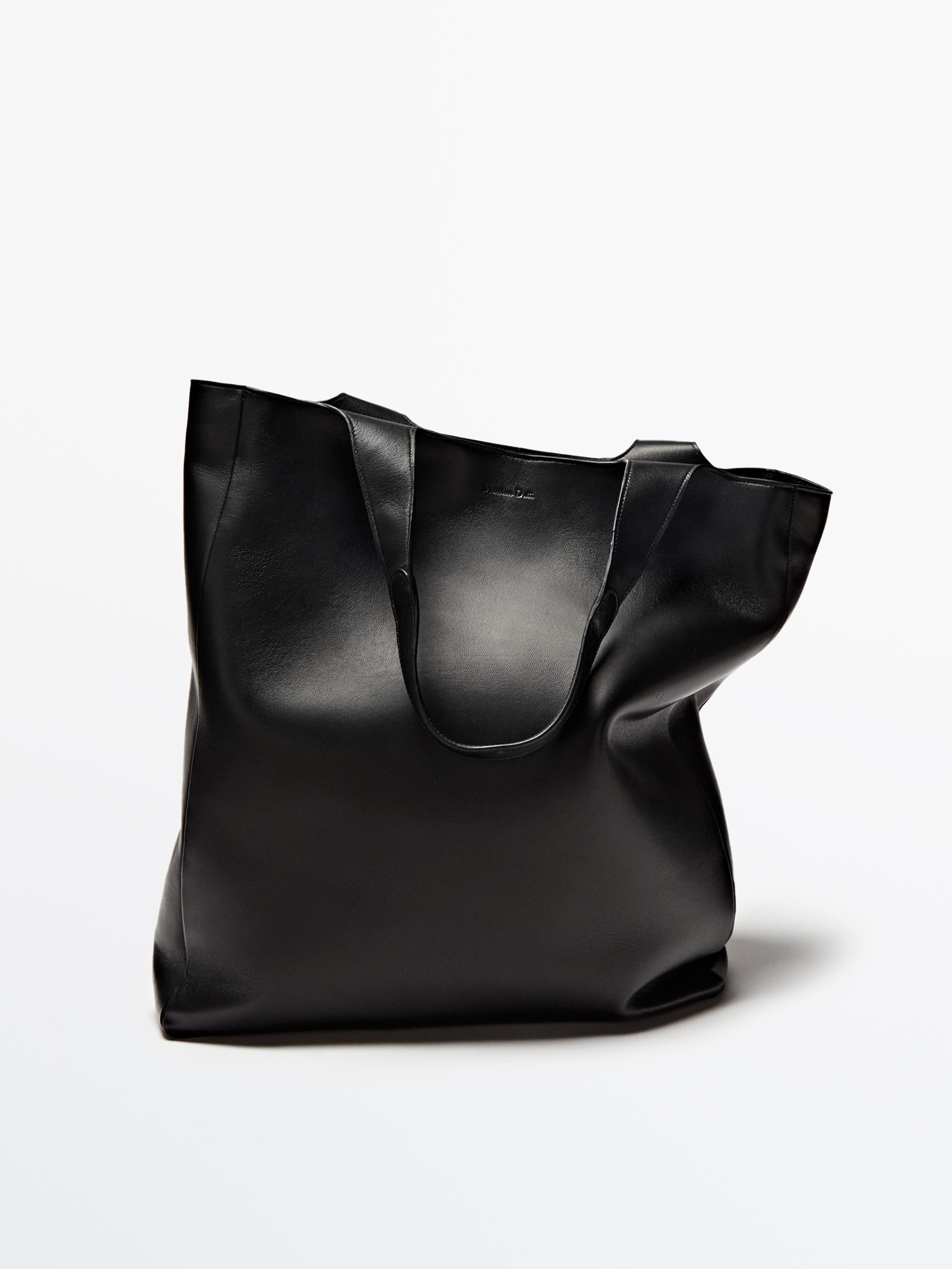Zara black leather tote Clearance