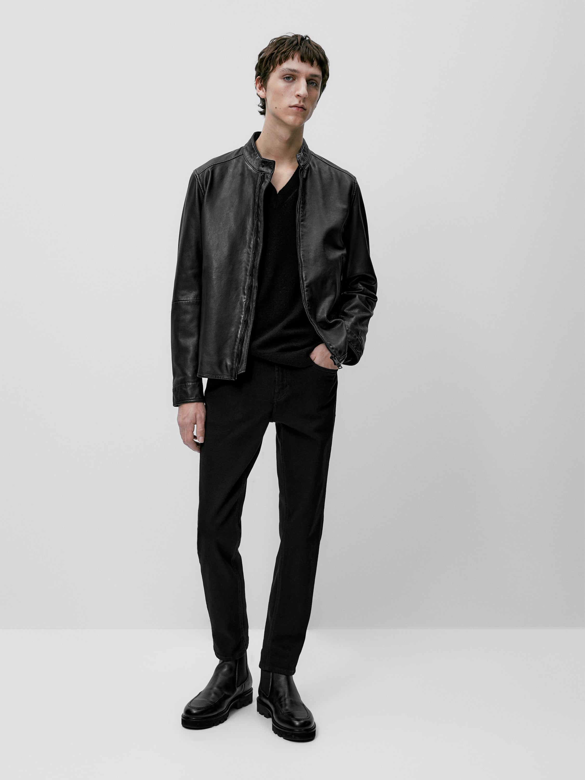 Black nappa leather jacket