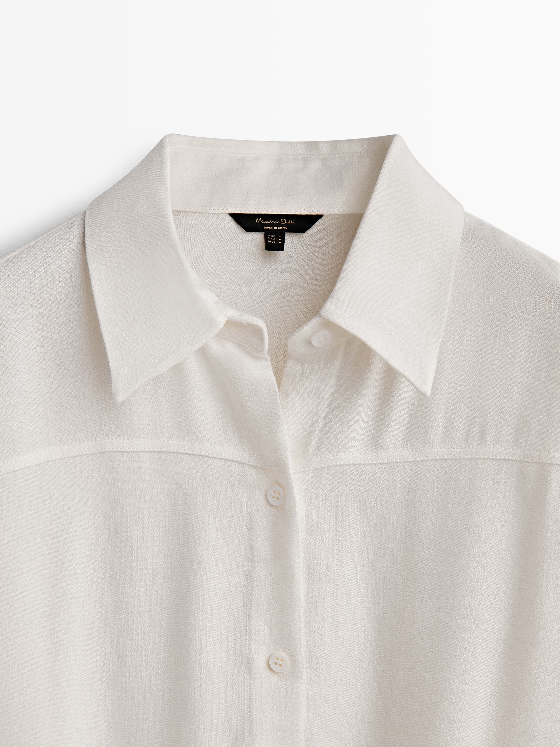 Linen blend shirt dress with seams