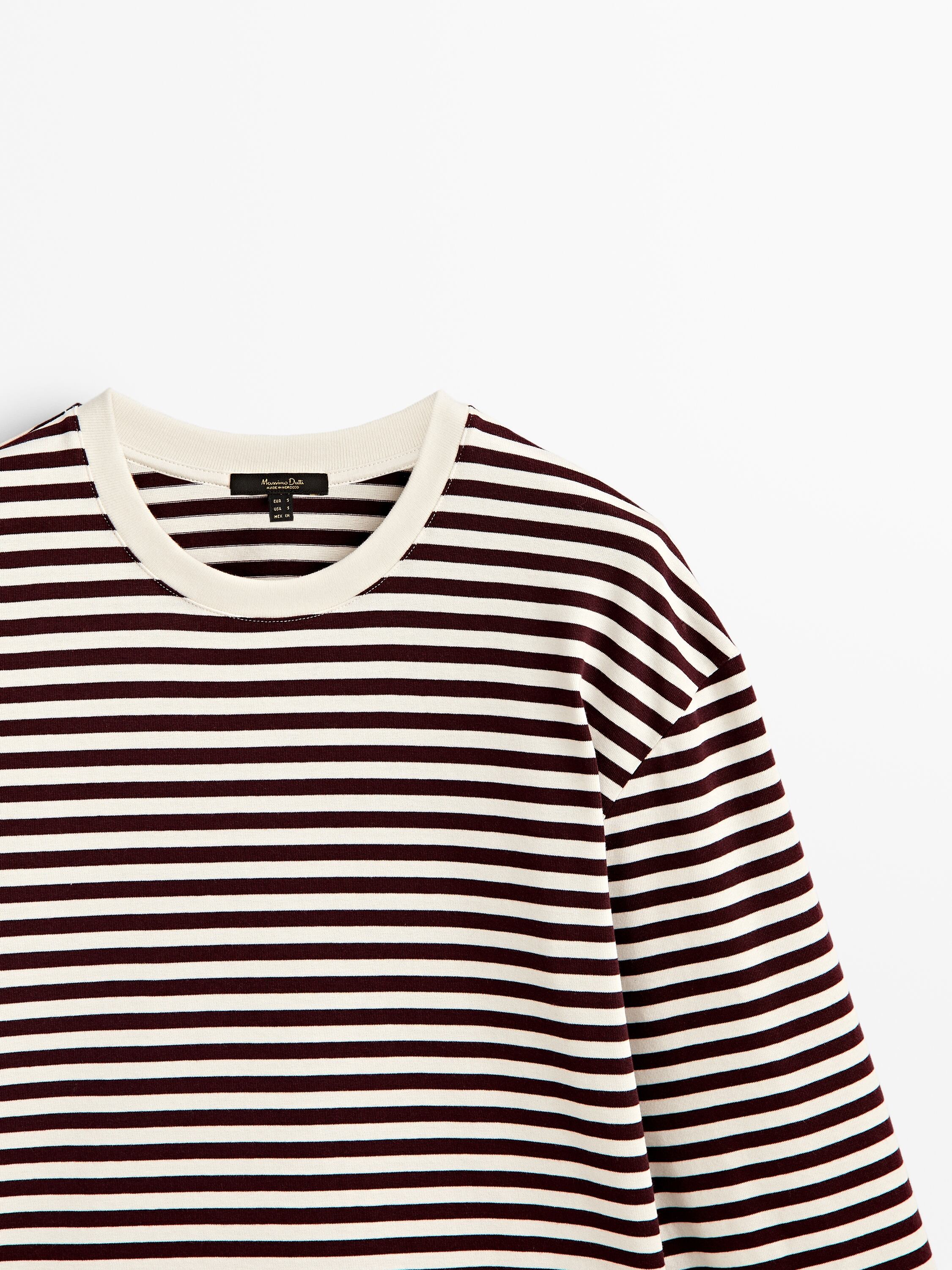 Oversize striped cotton T-shirt