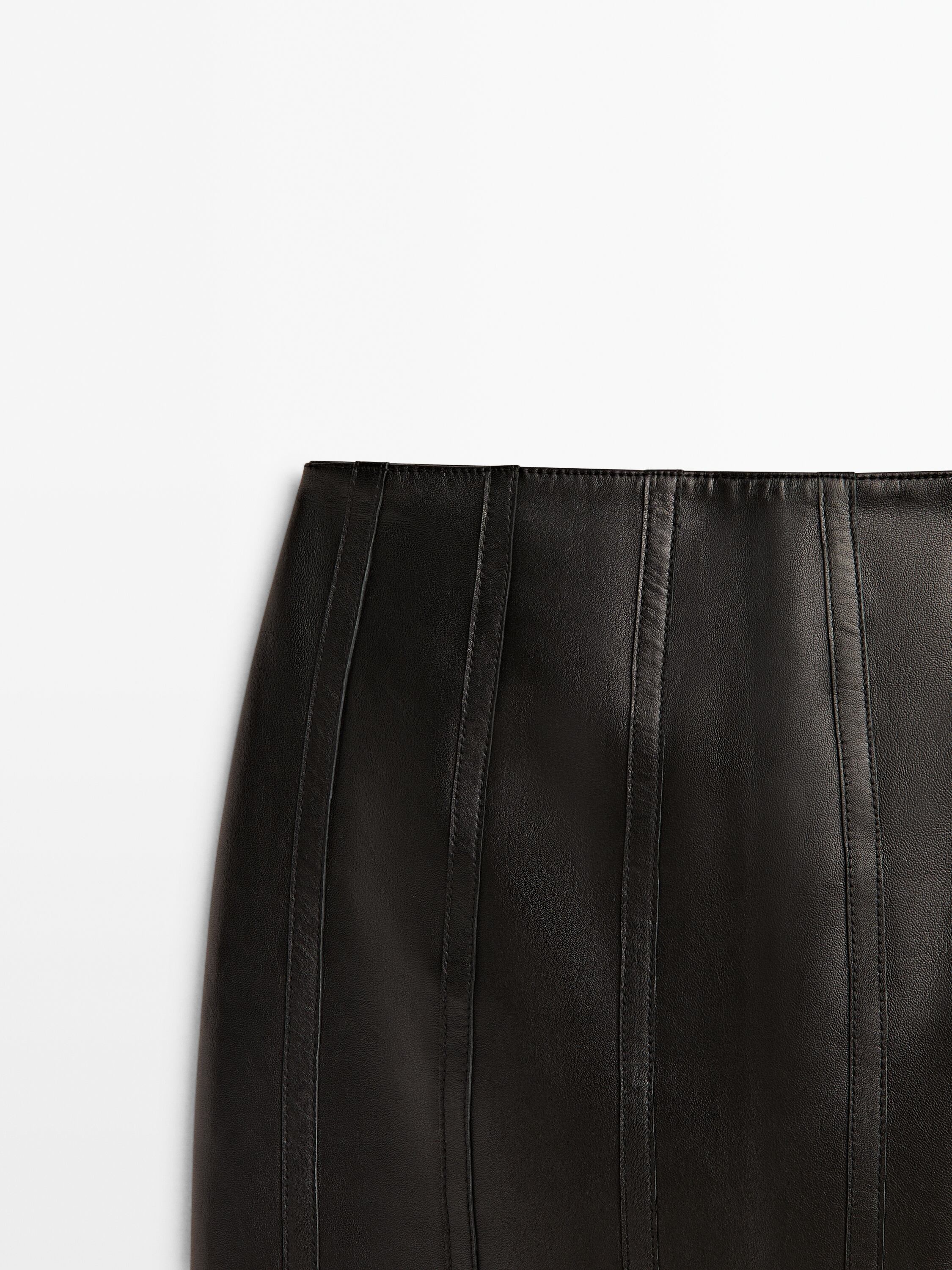 Leather mini skirt with seam details - Studio