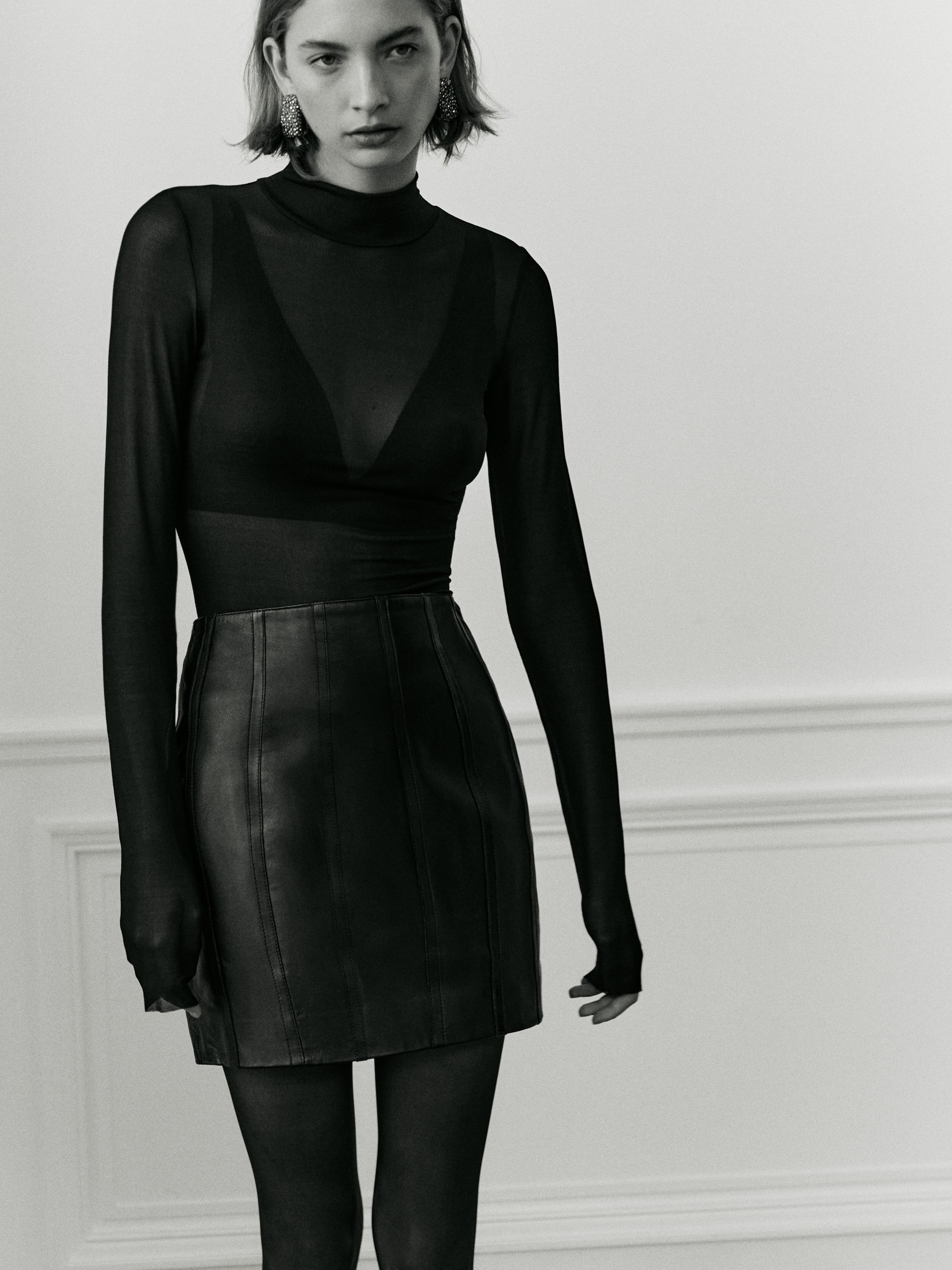 Leather mini skirt with seam details - Studio
