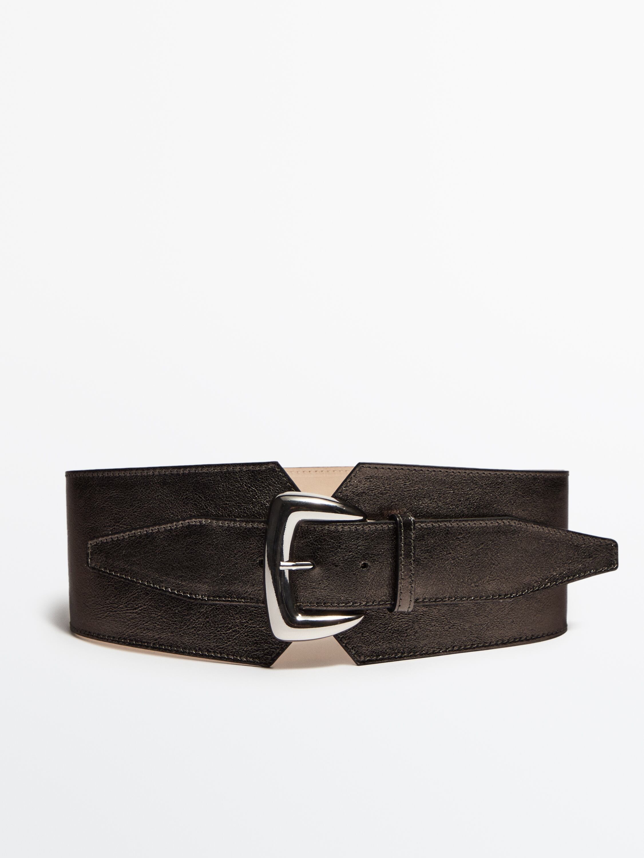 Metallic finish leather sash belt - Studio